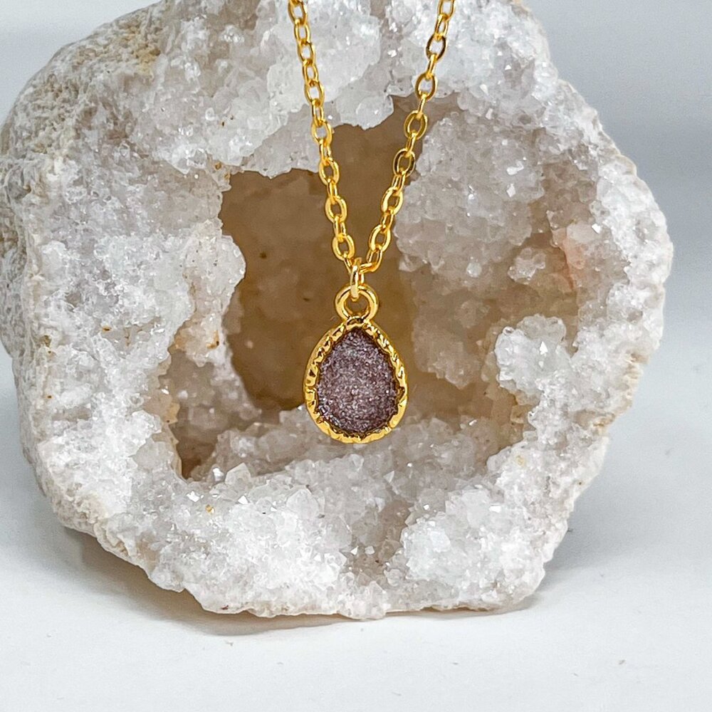 3/$20 14k Gold Bronze Glitter Resin Teardrop Handmade Charm Pendant Necklace